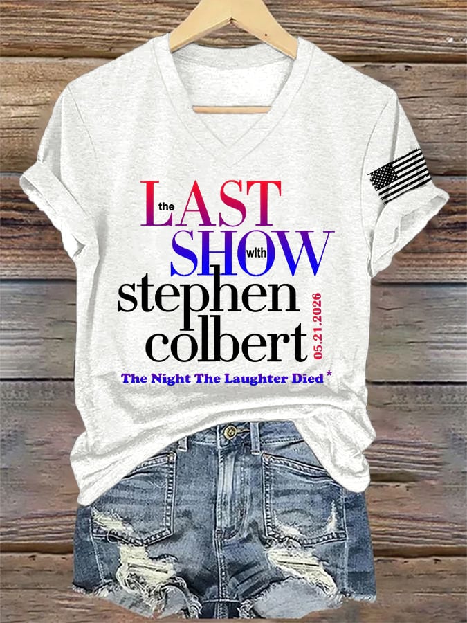 🔥Buy 3 Get 15% Off🔥V-Neck Retro  Last Show 05.21.2026 The Night The Laughter Died Print T-Shirt