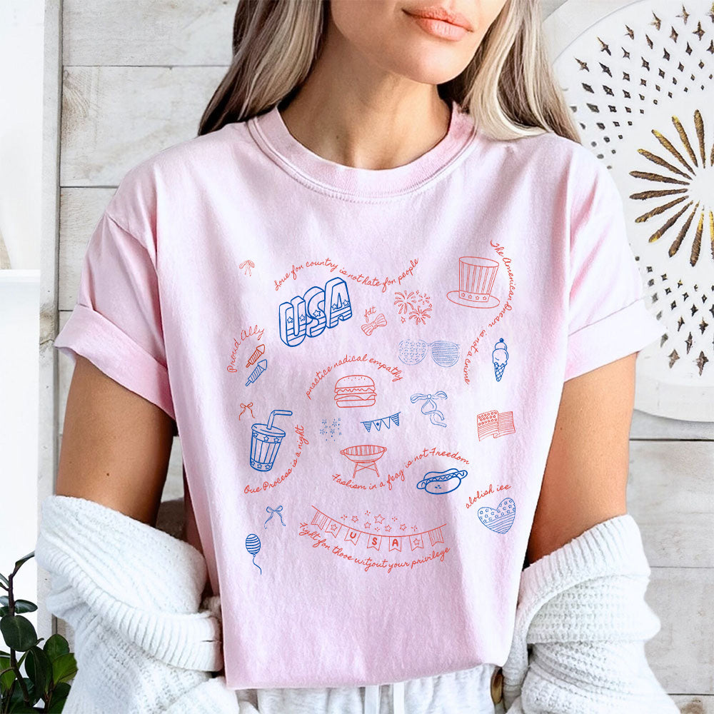 Liberal Fourth of July Doodle Shirt✨✨✨