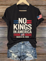 V-Neck Retro No Kings In America March 28 2026 Print T-Shirt