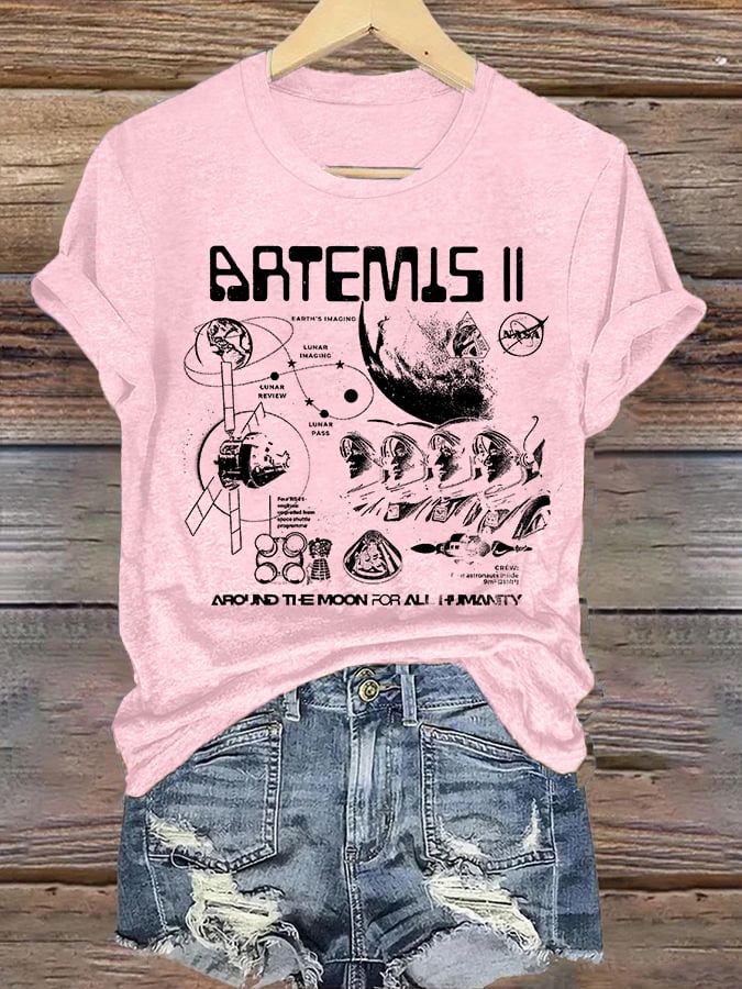 Women's  Lunar Landing Character Print T-Shirt