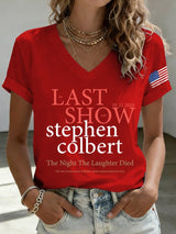 V-Neck Retro Last Show 05.21.2026 The Night The Laughter Died After The Opening Monol, Hopefully People Laughed During The Show Print T-Shirt