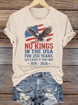 Women's  No Kings USA Patriotic Tee ,250 Years of Democracy printed T-shirt