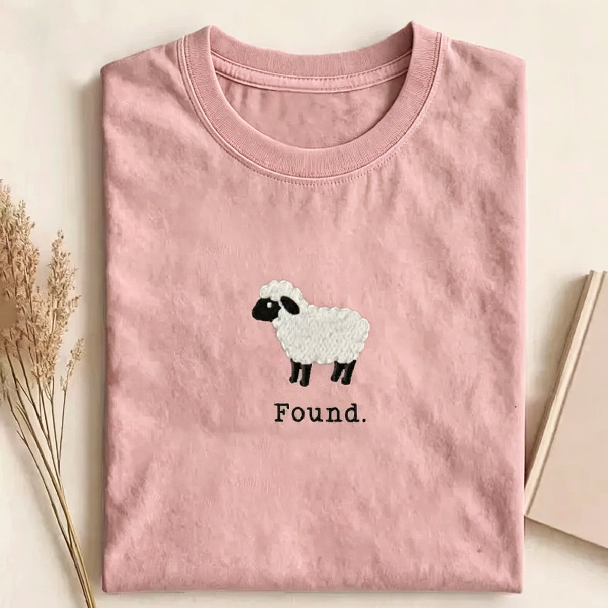Christian Psalm 23 Lamb Embroidered T-shirt